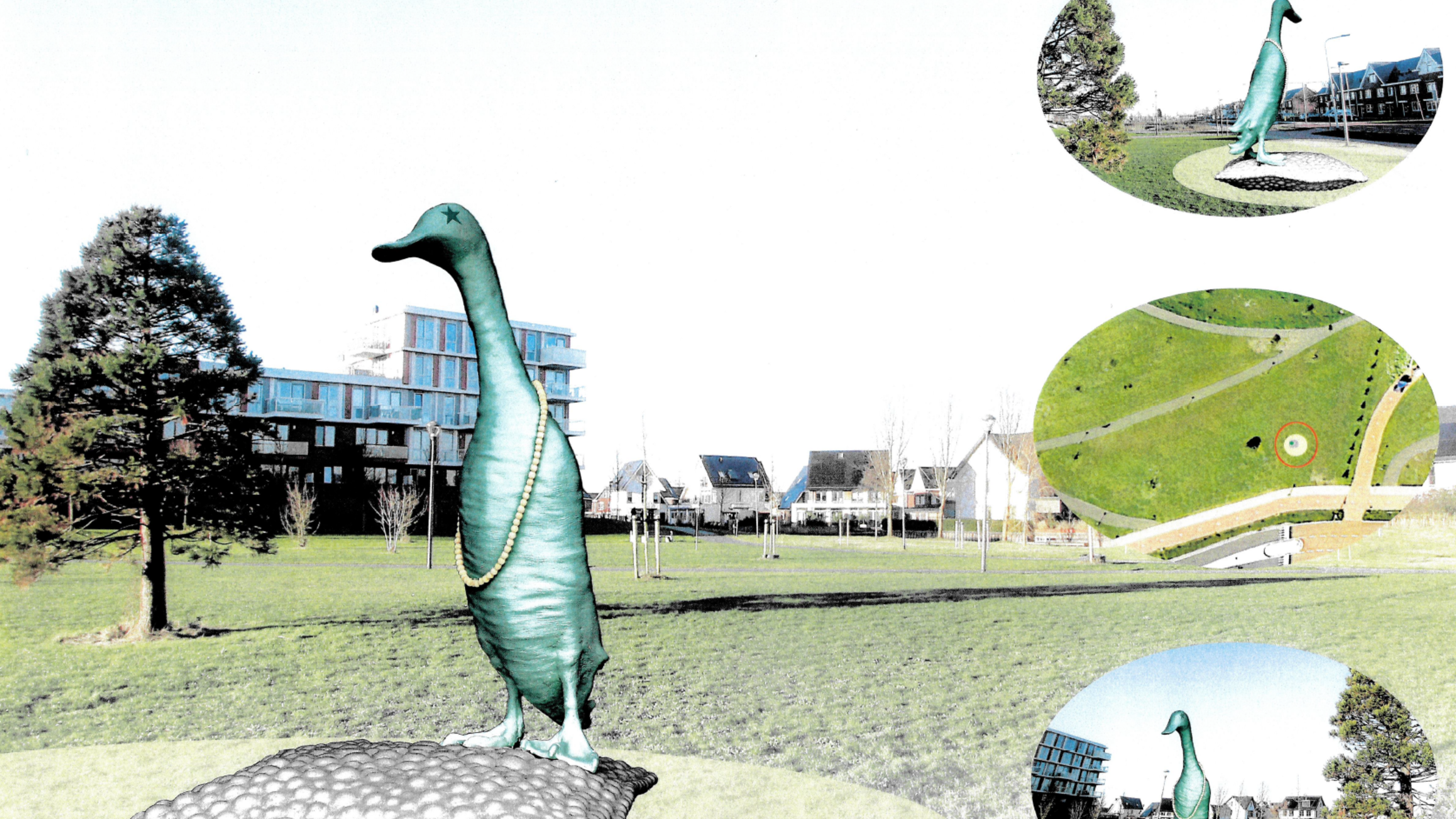Omstreden eendenbeeld komt begin volgend jaar in park Molentocht in Voorhout te staan
